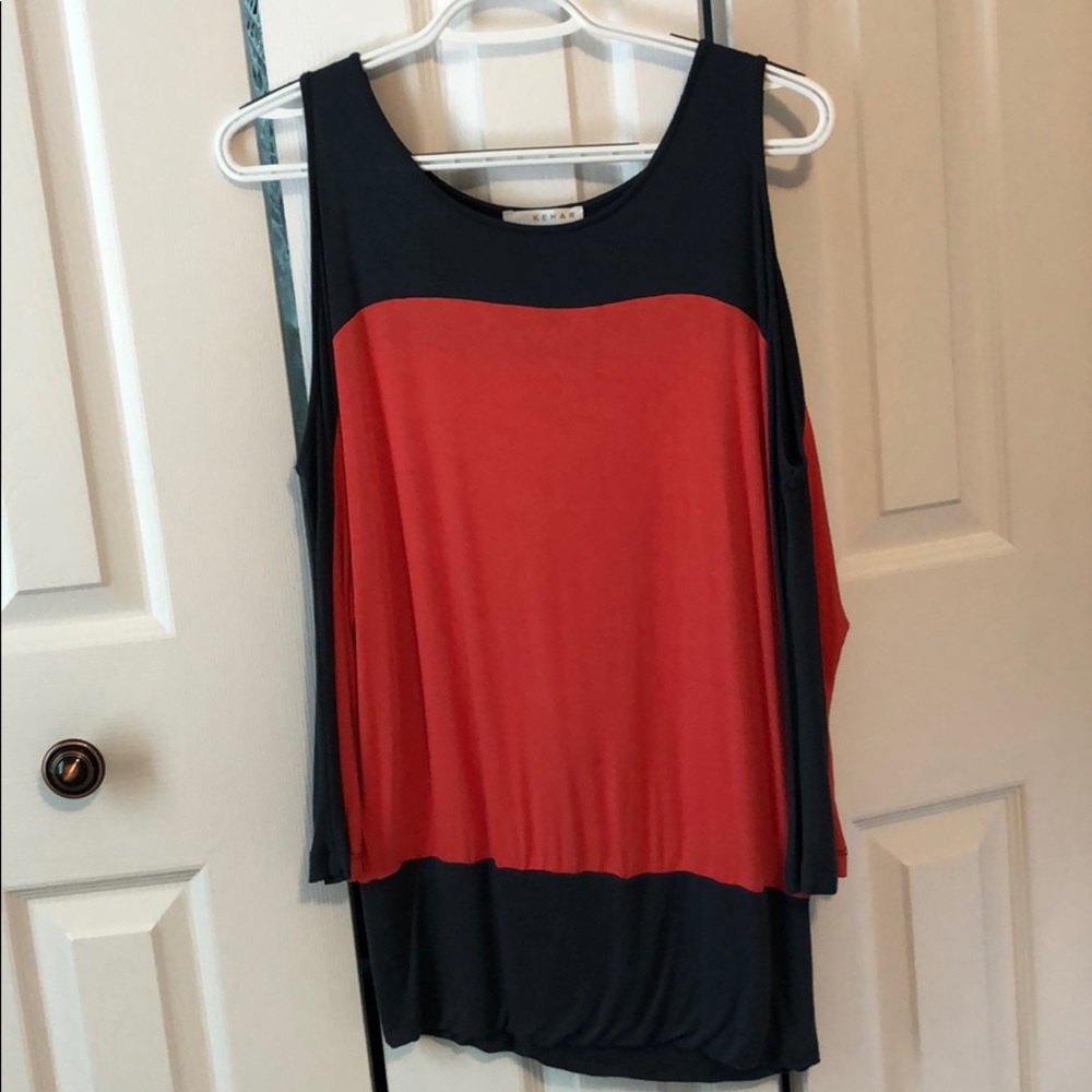 Pink & gray open shoulder shirt